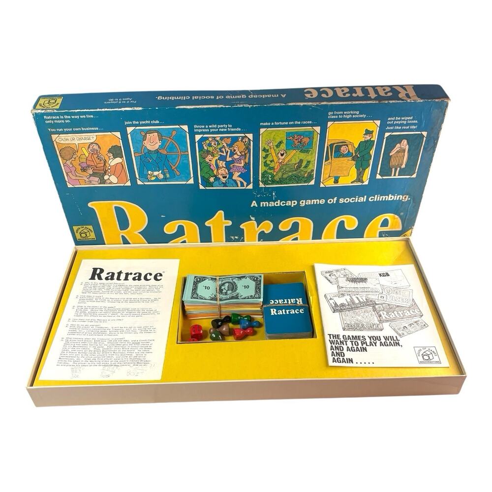 Vintage 1974 "Ratrace" Board Game Social Climbing Waddingtons 70s 100% COMPLETE!